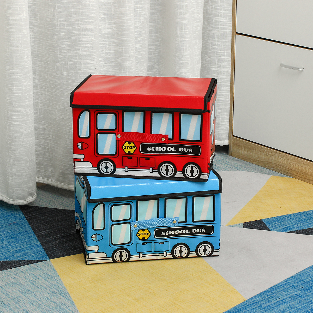 18LWaterproofBusShapeChildrenKidsToysStorageBoxFoldableNon-wovenCartoonCarPatternToysBasket-1795293-5