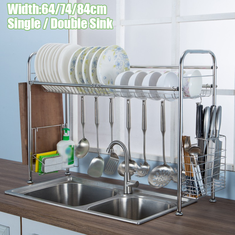 647484cmDoubleLayerStainlessSteelRackShelfStorageforKitchenDishesArrangement-1671407-1