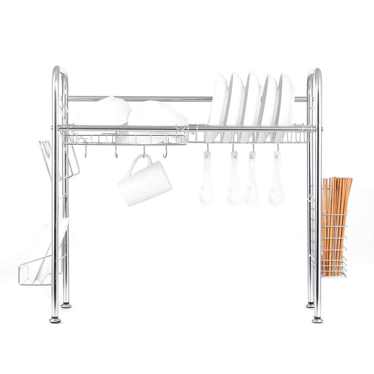 647484cmDoubleLayerStainlessSteelRackShelfStorageforKitchenDishesArrangement-1671407-4