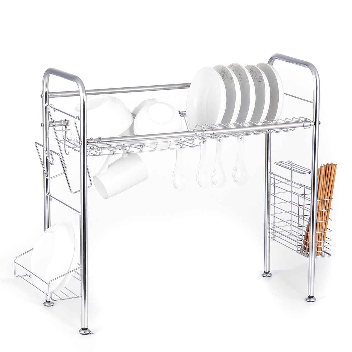 647484cmDoubleLayerStainlessSteelRackShelfStorageforKitchenDishesArrangement-1671407-5