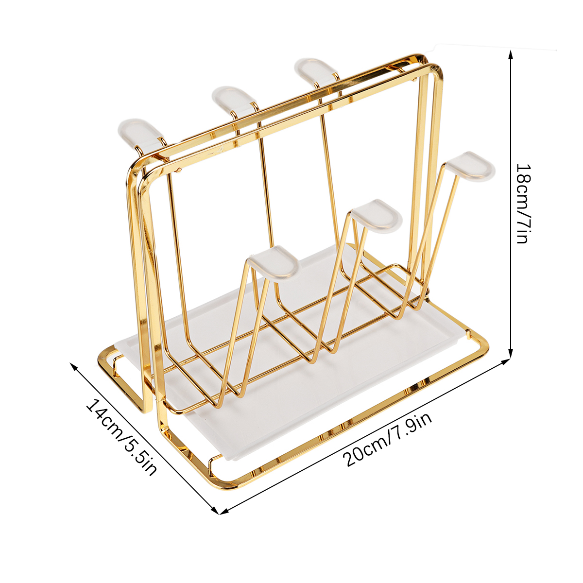 6CupsStandGoldenMetalHoldersRackwithPlateNordicHomeKitchenTabletopCoffeeMugHolderDrinkwareStorageOrg-2005730-6