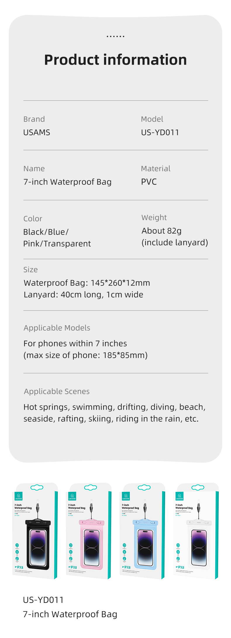 7-InchIPX8FloatingAirbagWaterproofPhoneBagCaseForIPhone1312XiaomiUniversalSwimmingUnderwaterDivingPh-2008510-2