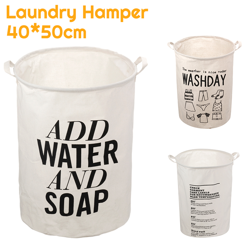 FoldableLaundryBasketRoundCottonLinenCollapsibleWashingHamperWaterproofDirtyClothesStorageBinwithHan-1908165-4