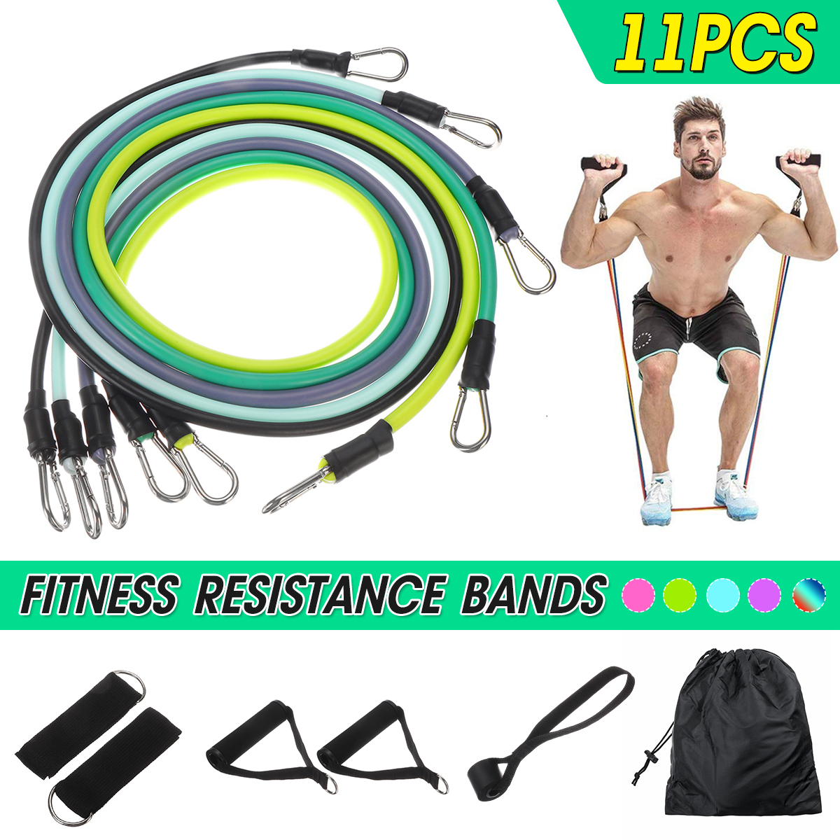 11PcsResistanceBandPracticalElasticTrainingRopeForYogaPilatesWorkoutNaturalRubberLatexFitnessResista-1621286-2