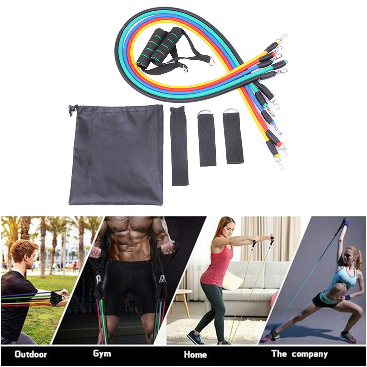 11pcsResistanceBandsElasticRopeWeightLosingFitnessExerciseTools-1680169-3