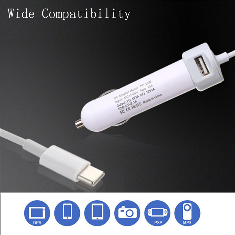 PD36WUSB20TypeCCarChargerWithQuickCharge30ForCellphoneTablet-1219995-2