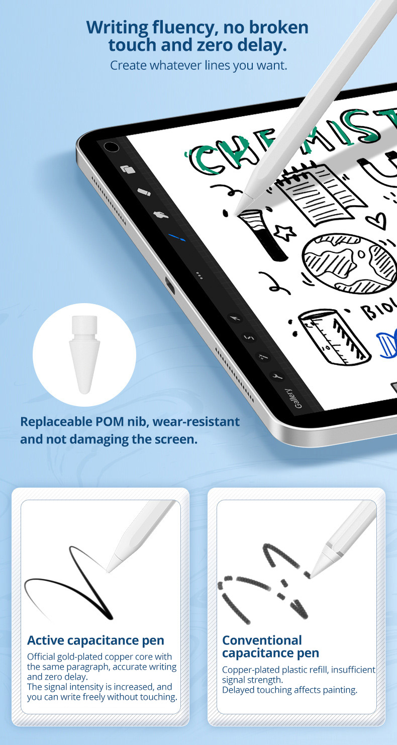 UogicAC10-SStylusPenforiPadMagneticAdhersiveRechargeablebluetoothTouchPenTiltPressureSensingCapaciti-2015809-10