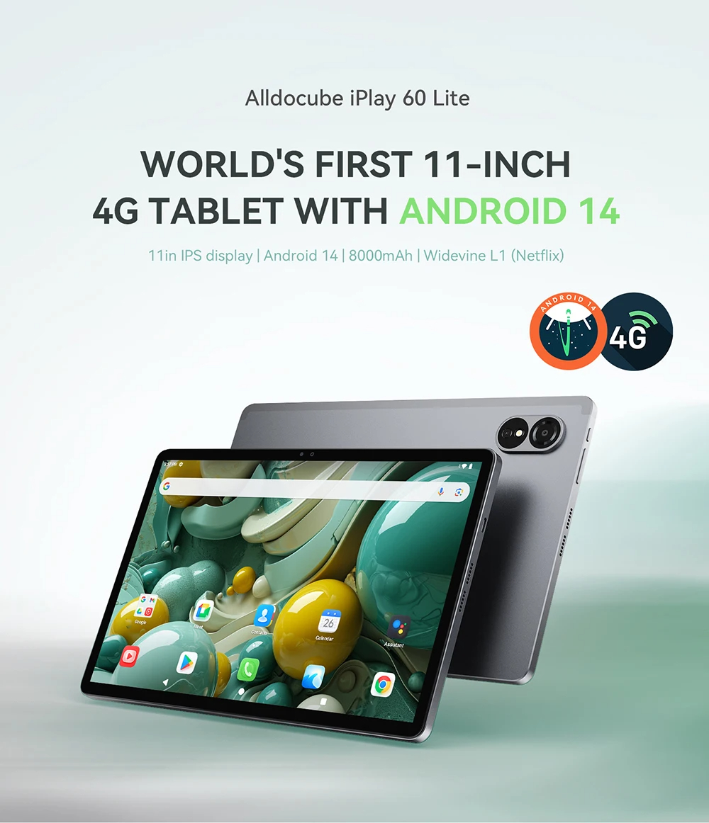 AlldocubeiPlay60LiteUNISOCT606OctaCore4GB8GBRAM128GBROM4GLTENetflixWidevineL11095InchAndroid14Tablet-2011854-1