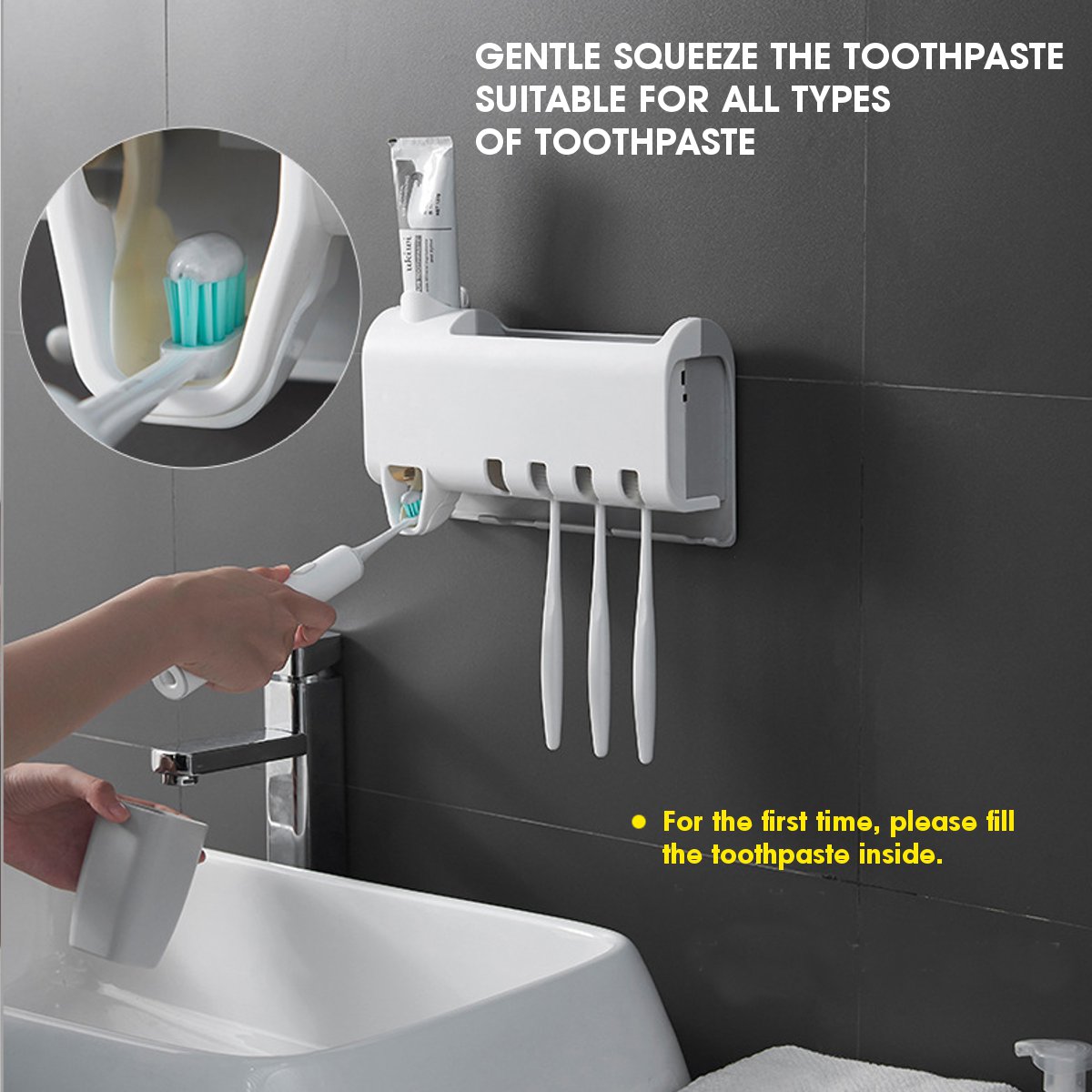 AutomaticToothpasteDispenser4ToothbrushHolderSetNoPunchingWallMountStorageRack-1598335-4