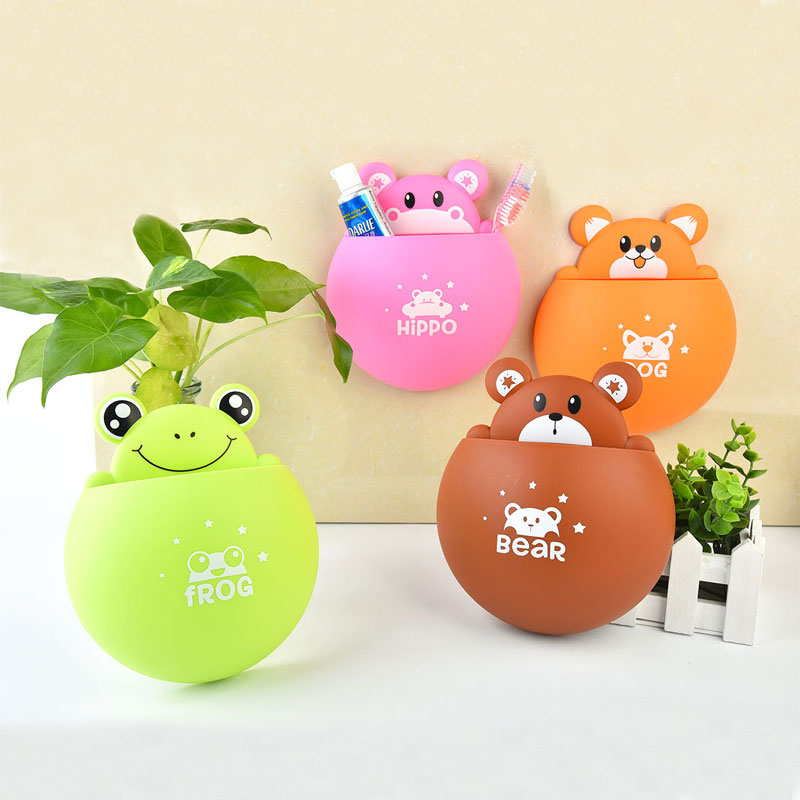HonanaBXSuctionToothbrushHolderWallMountedCartoonPlasticToothpasteBoxBathroomStorage-1312380-1