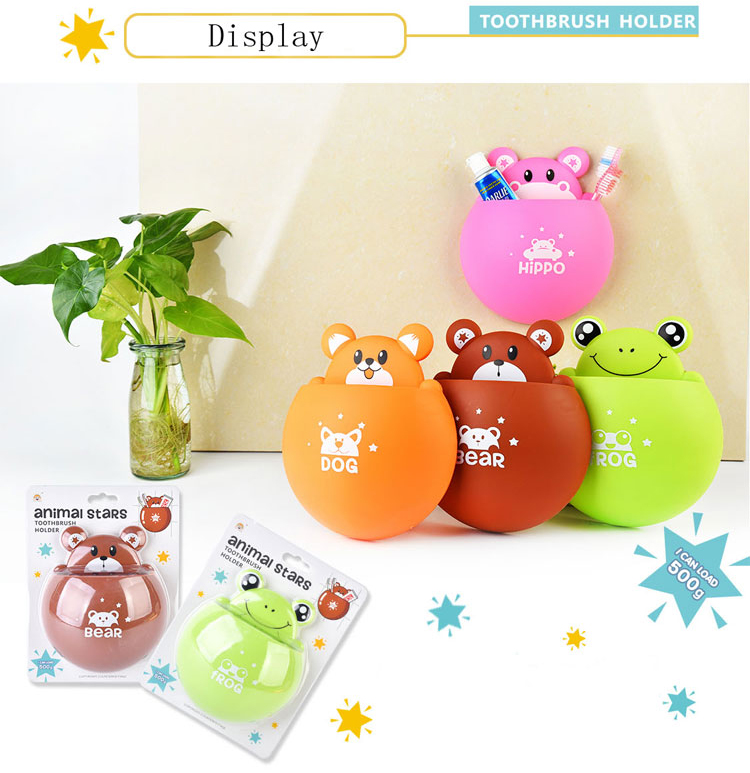 HonanaBXSuctionToothbrushHolderWallMountedCartoonPlasticToothpasteBoxBathroomStorage-1312380-2