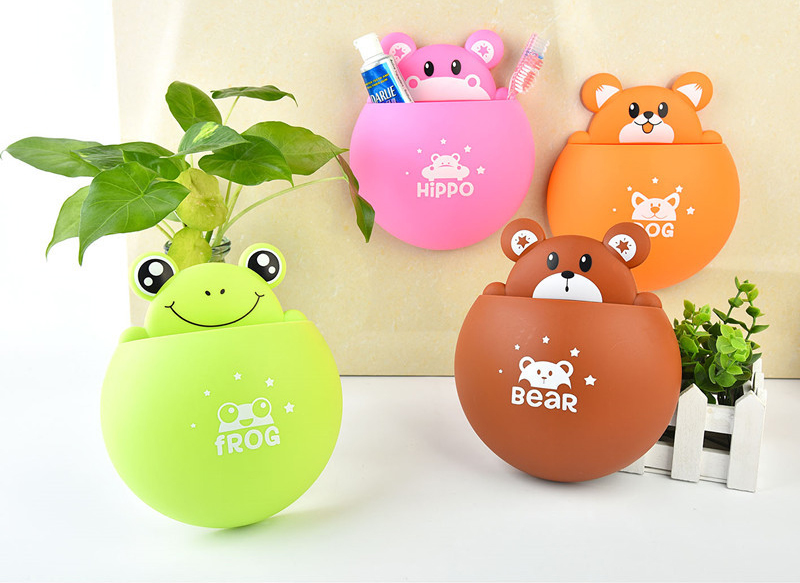 HonanaBXSuctionToothbrushHolderWallMountedCartoonPlasticToothpasteBoxBathroomStorage-1312380-7