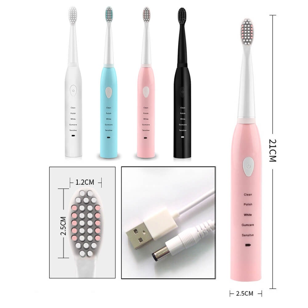 IPX7UltrasonicElectricToothbrush5ModesUSBRechargeableSonicAutomaticTeethCleanerwith4BrushHeads-1998518-11