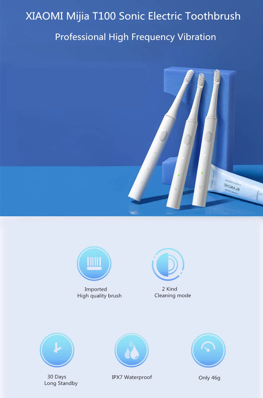 MijiaT100MiSmartElectricToothbrush46g2SpeedXiaomiSonicToothbrushWhiteningOralCare-White-1987236-2