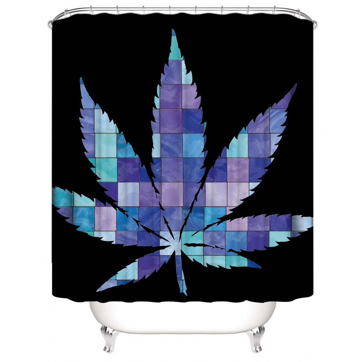134PcsColorfulPrettyLeafPatternBathroomDecorationWaterproofBathroomShowerCurtainSetNon-SlipBathroomP-1690369-8
