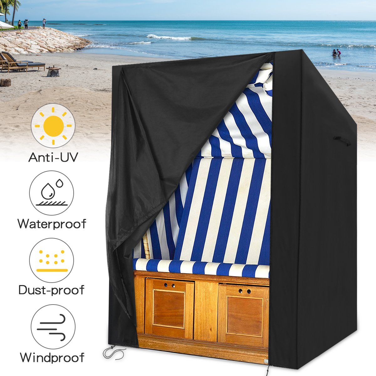 135x105x175140cmWaterproofBeachCorkProtectiveCoverWithVelvetClosureForBeachChair-1714445-1