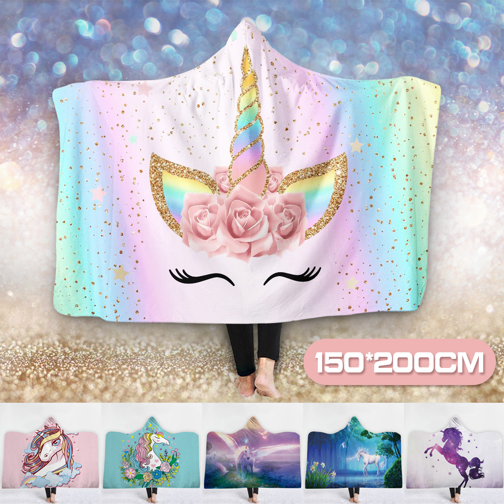 150200cmWinter3DDreamHorsePlushWearableHoodedBlankets2Layer-1389207-1