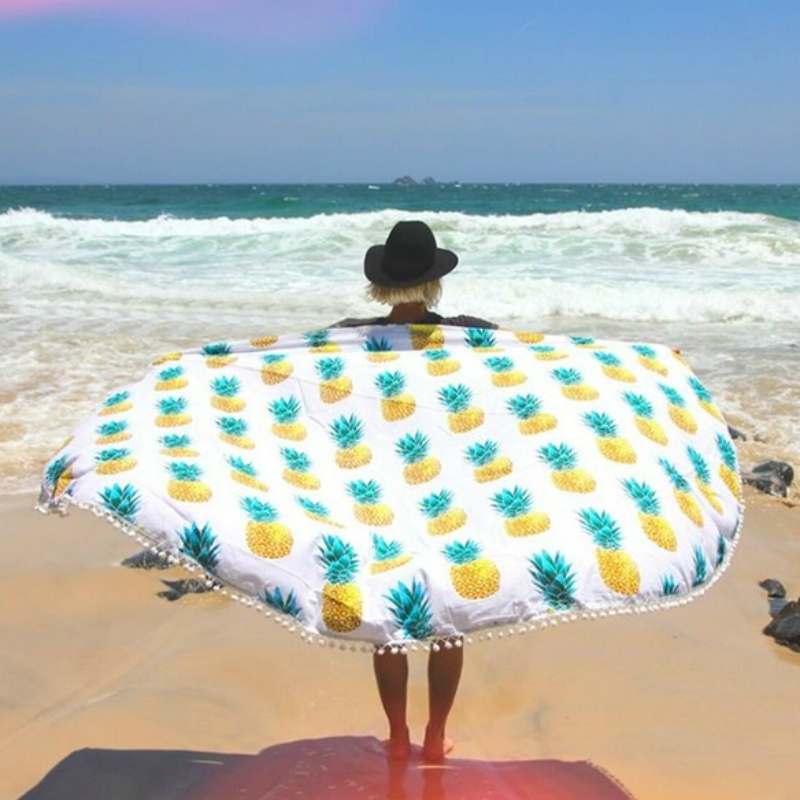 150cmDonutPizzaPineaaplePrintingThinDacronBeachTowelShawlBedSheetTapestry-1067092-1