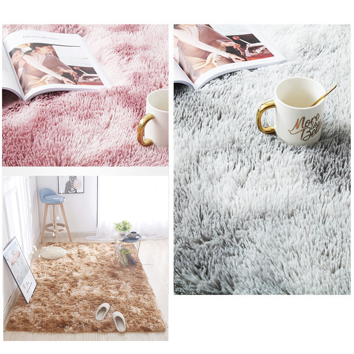 160X200CMMulti-colorTieDyeingPlushCarpetsAnti-slipFauxFurFloorMatsWaterAbsorptionAreaRug-1907232-5