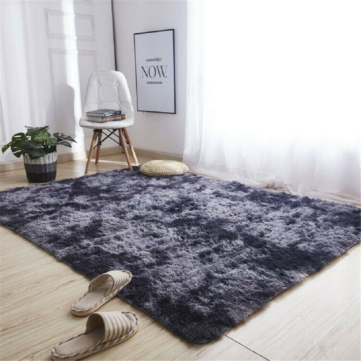 160X200CMMulti-colorTieDyeingPlushCarpetsAnti-slipFauxFurFloorMatsWaterAbsorptionAreaRug-1907232-6