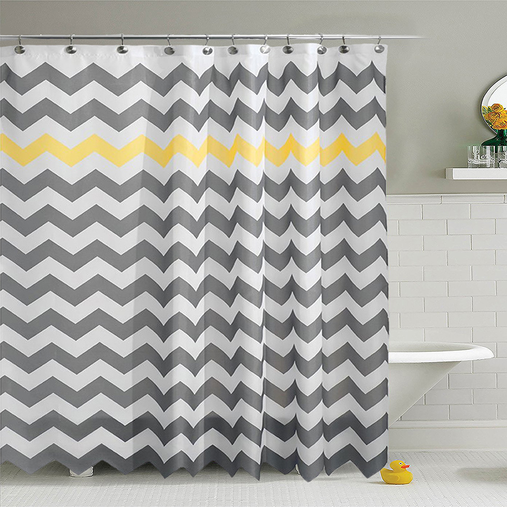 180x180cmSimpleGeometric3DWaveStripePrintShowerCurtainsWaterproofBathroomCurtain-1383748-1