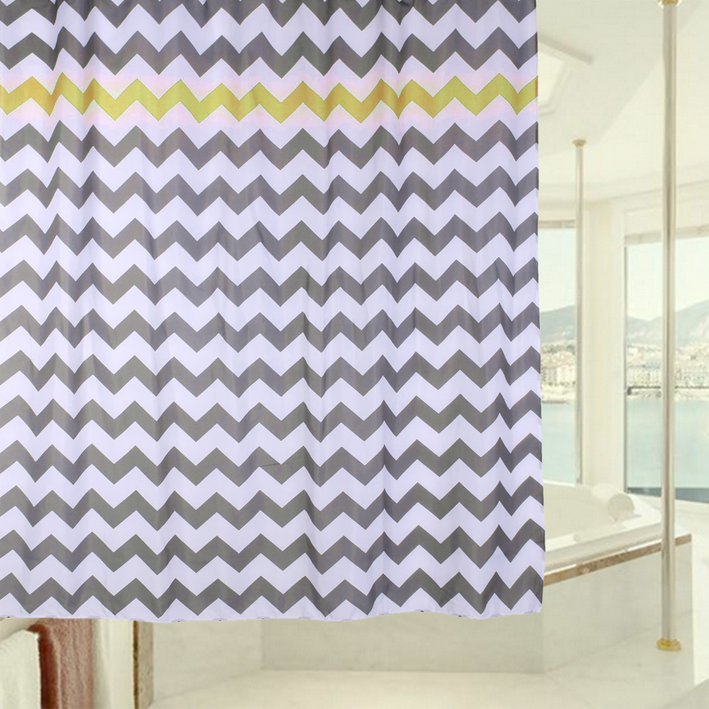 180x180cmSimpleGeometric3DWaveStripePrintShowerCurtainsWaterproofBathroomCurtain-1383748-6