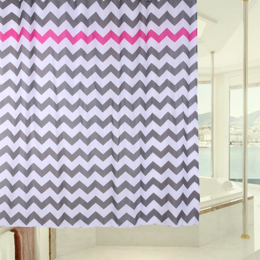 180x180cmSimpleGeometric3DWaveStripePrintShowerCurtainsWaterproofBathroomCurtain-1383748-7