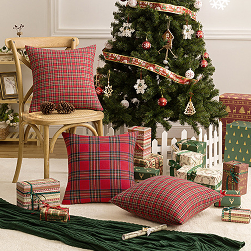 1PCSquarePillowCaseChristmasScottishPlaidThrowWaistCushionCover18-1753541-3