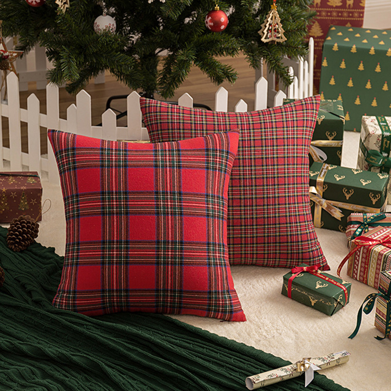 1PCSquarePillowCaseChristmasScottishPlaidThrowWaistCushionCover18-1753541-4