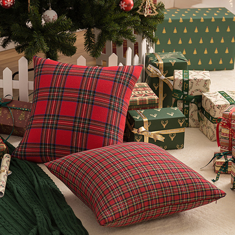 1PCSquarePillowCaseChristmasScottishPlaidThrowWaistCushionCover18-1753541-5