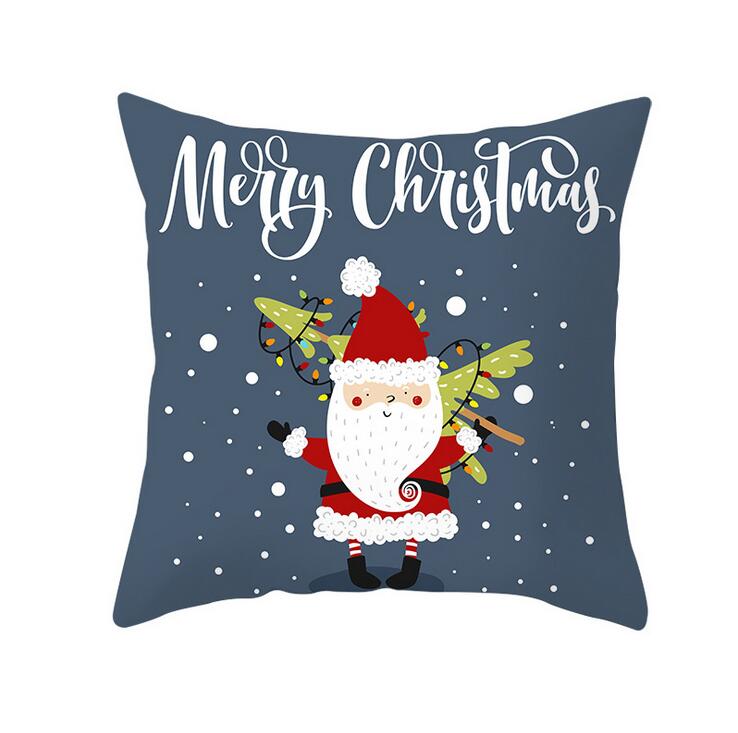 45x45cmMerryChristmasPillowCasePolyesterPillowCoverSantaClausElkPatternDecorativeCushionCover-1756934-1