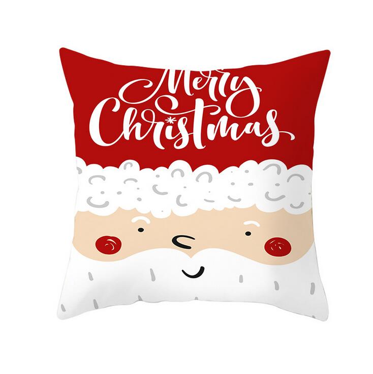 45x45cmMerryChristmasPillowCasePolyesterPillowCoverSantaClausElkPatternDecorativeCushionCover-1756934-3