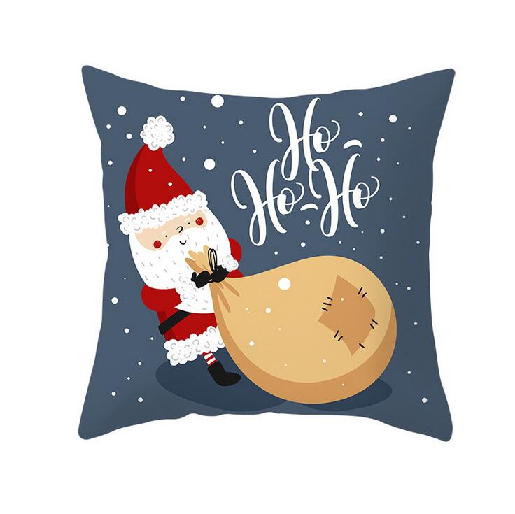 45x45cmMerryChristmasPillowCasePolyesterPillowCoverSantaClausElkPatternDecorativeCushionCover-1756934-4