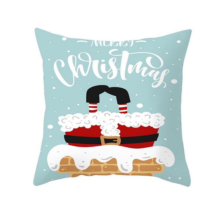 45x45cmMerryChristmasPillowCasePolyesterPillowCoverSantaClausElkPatternDecorativeCushionCover-1756934-5