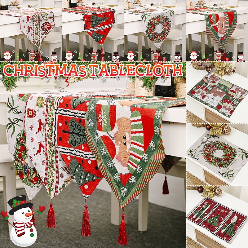 71x14inchChristmasTableRunnerDeerDeskTableclothClothXmasPartyTable-1828907-3