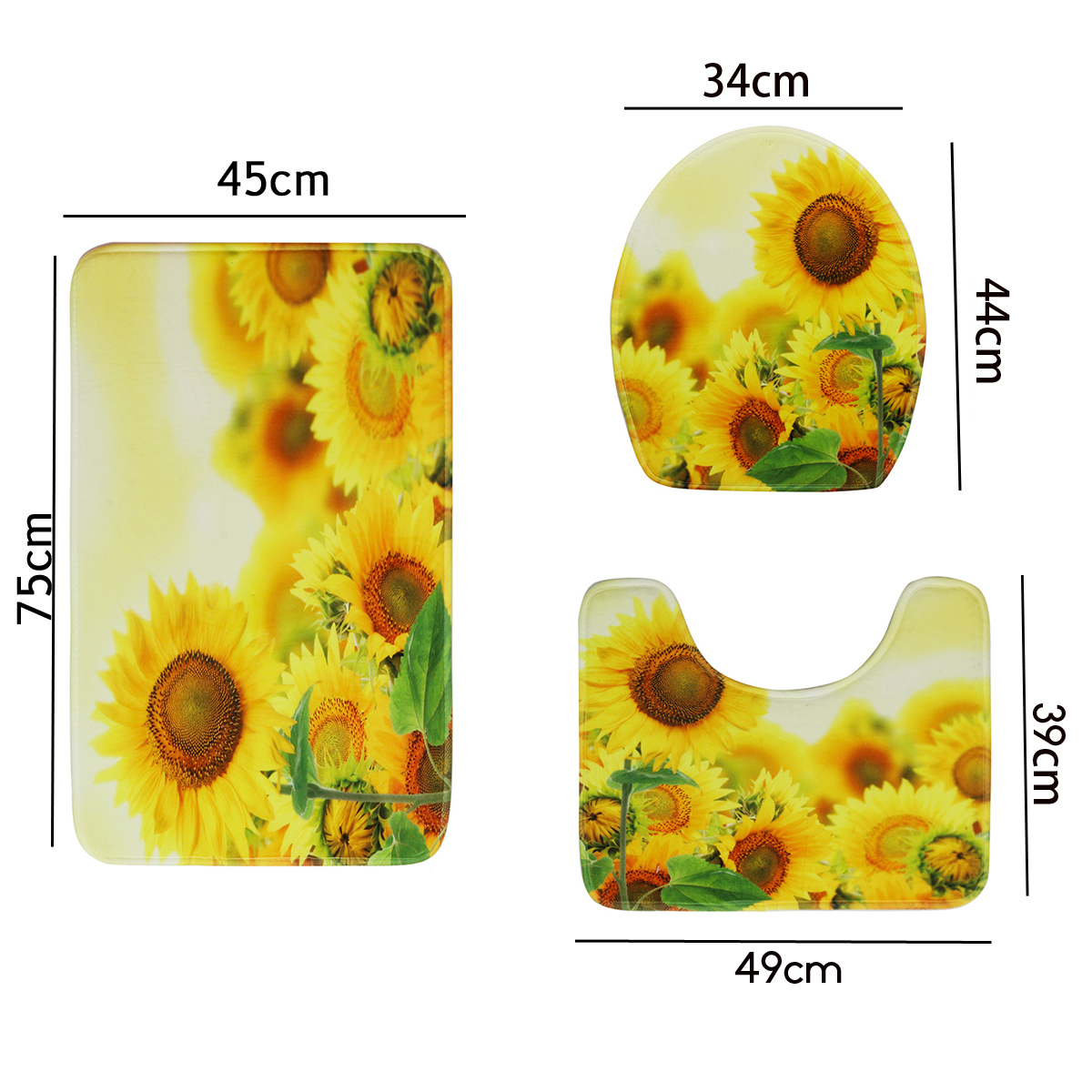 Beatiful3DSunsetSunflowerWaterproofShowerCurtainHooksNon-SlipBathCarpetsToiletMatsforBathroomDecor-1634199-11