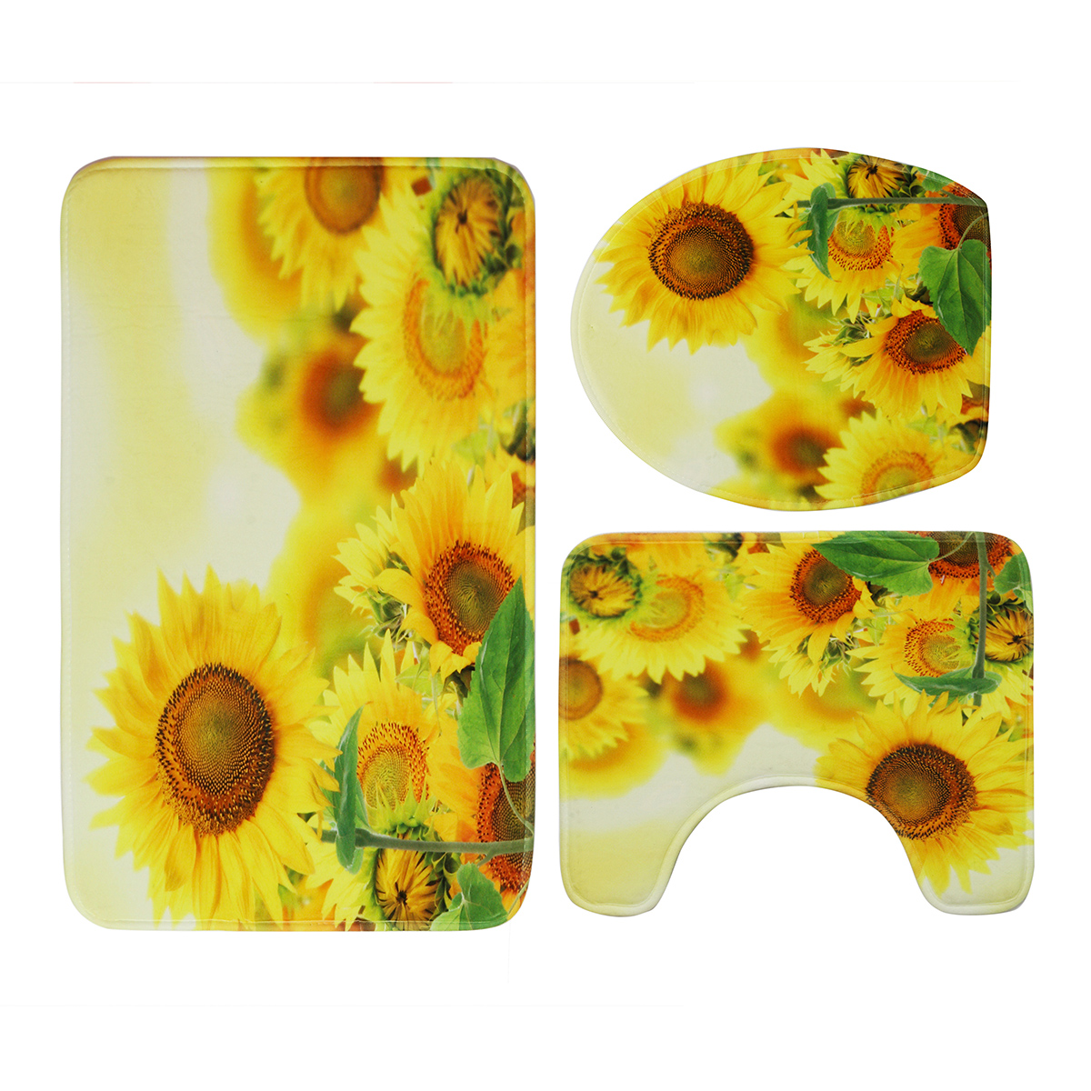 Beatiful3DSunsetSunflowerWaterproofShowerCurtainHooksNon-SlipBathCarpetsToiletMatsforBathroomDecor-1634199-9