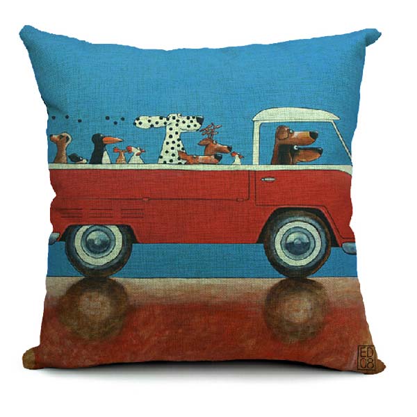 CartoonCuteDogDrivingCottonPillowCaseHomeOfficePillowcase-948843-3