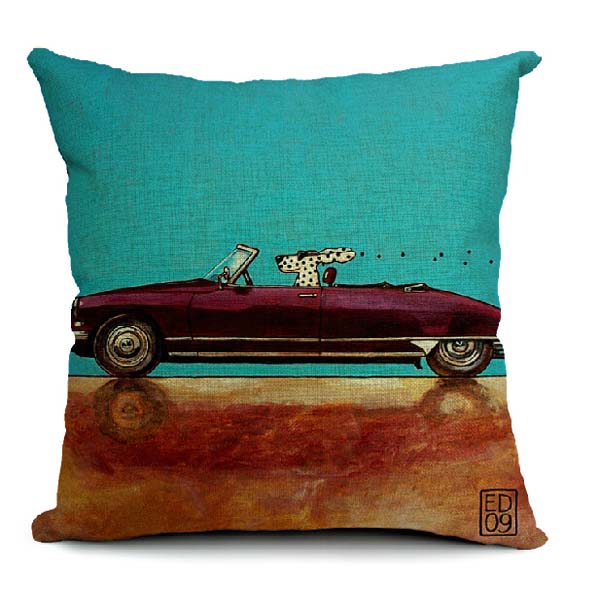 CartoonCuteDogDrivingCottonPillowCaseHomeOfficePillowcase-948843-6