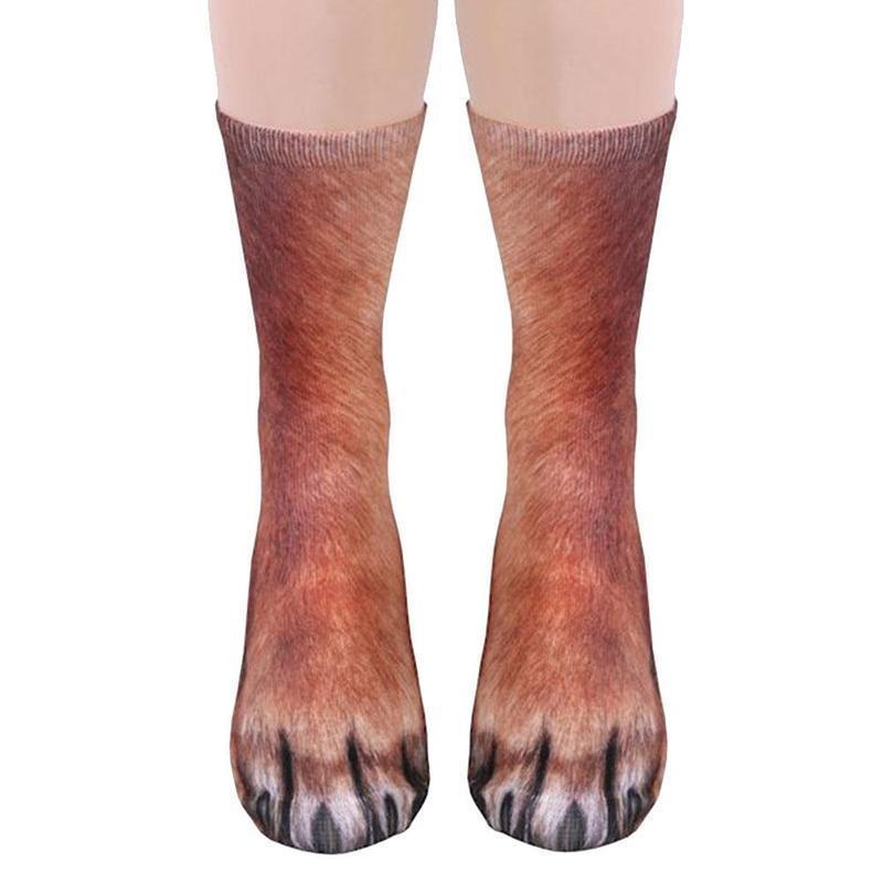 Creative3DPrintAdultAnimalPawSocksUnisexCrewCatLongTubeStocksElasticBreathableSockDogTigerZebraPigCa-1484961-3