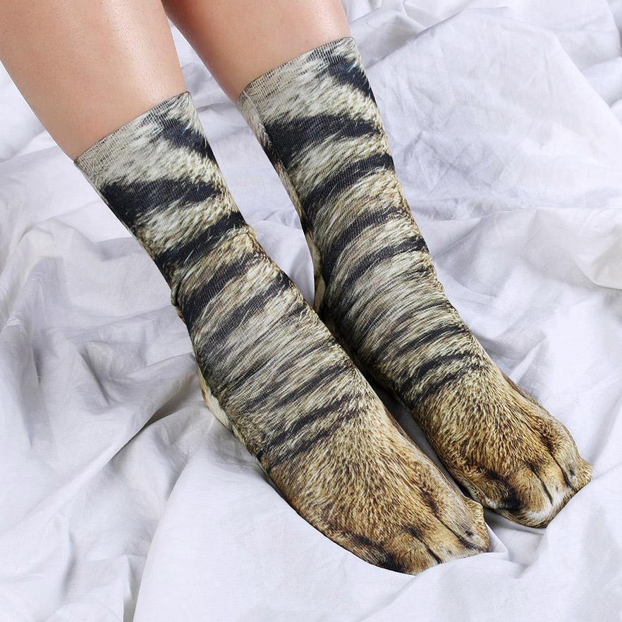 Creative3DPrintAdultAnimalPawSocksUnisexCrewCatLongTubeStocksElasticBreathableSockDogTigerZebraPigCa-1484961-4