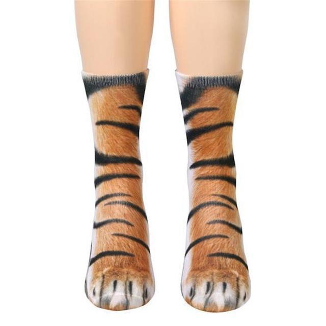 Creative3DPrintAdultAnimalPawSocksUnisexCrewCatLongTubeStocksElasticBreathableSockDogTigerZebraPigCa-1484961-5