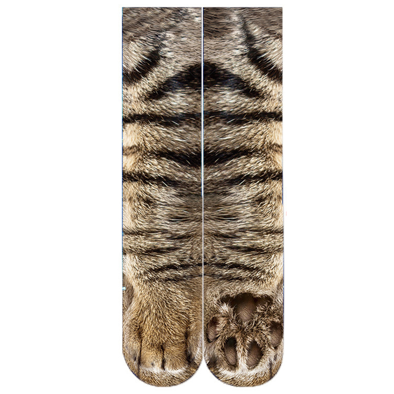 Creative3DPrintAdultAnimalPawSocksUnisexCrewCatLongTubeStocksElasticBreathableSockDogTigerZebraPigCa-1484961-6