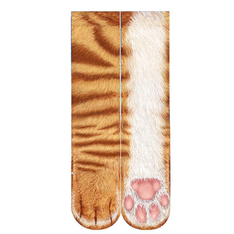 Creative3DPrintAdultAnimalPawSocksUnisexCrewCatLongTubeStocksElasticBreathableSockDogTigerZebraPigCa-1484961-7