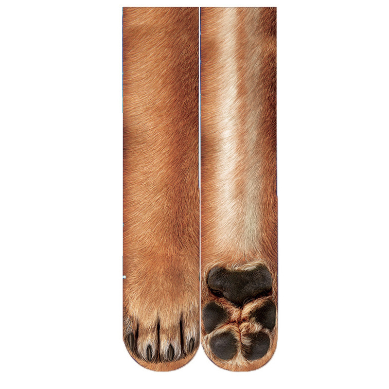 Creative3DPrintAdultAnimalPawSocksUnisexCrewCatLongTubeStocksElasticBreathableSockDogTigerZebraPigCa-1484961-9