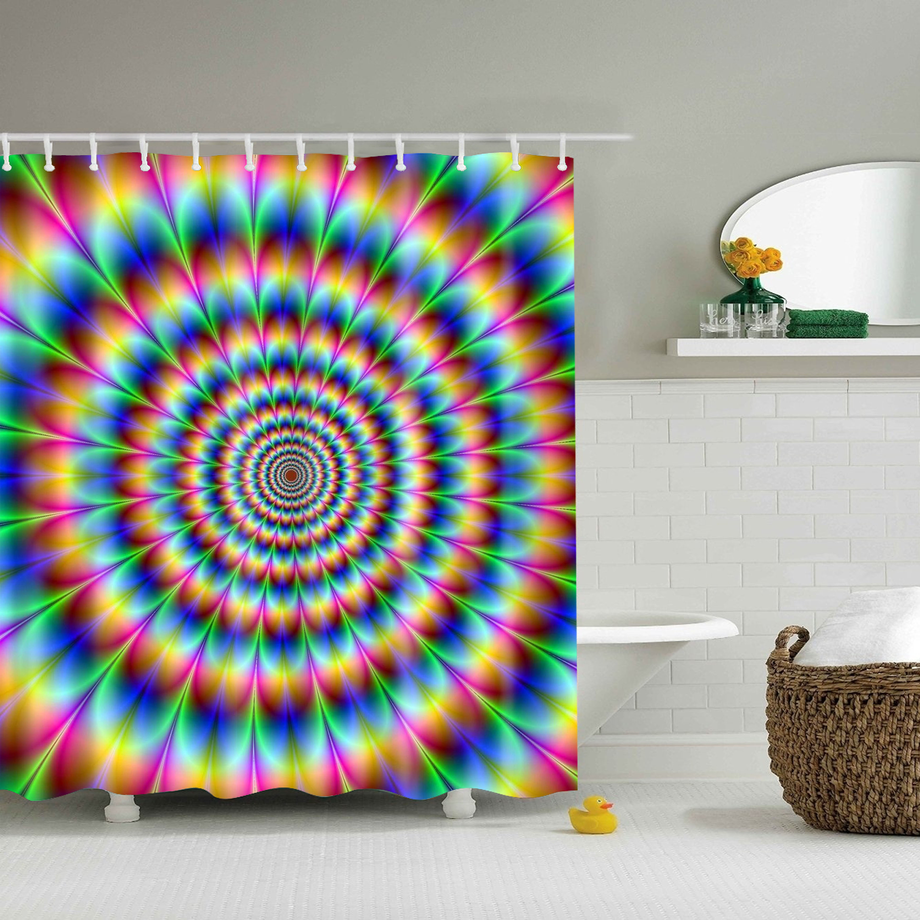 DazzlingDesignColorfulPatternBathroomWaterproofPolyesterFabricShowerCurtain-1125741-1