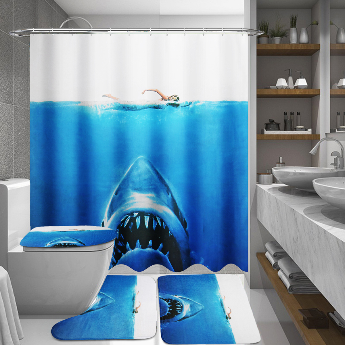 DeepSeaShark3DPrintingBathroomShowerCurtainToiletCoverMatNon-SlipRugSets-1399881-8