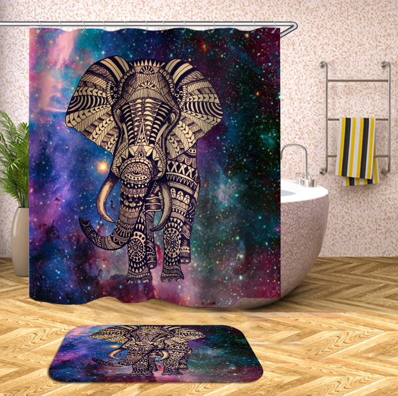 ElephantBathroomSetMouldproofShowerCurtainNon-SlipRugToiletSeatCoverBathMatCarpetsBathroomDecor-1421520-1