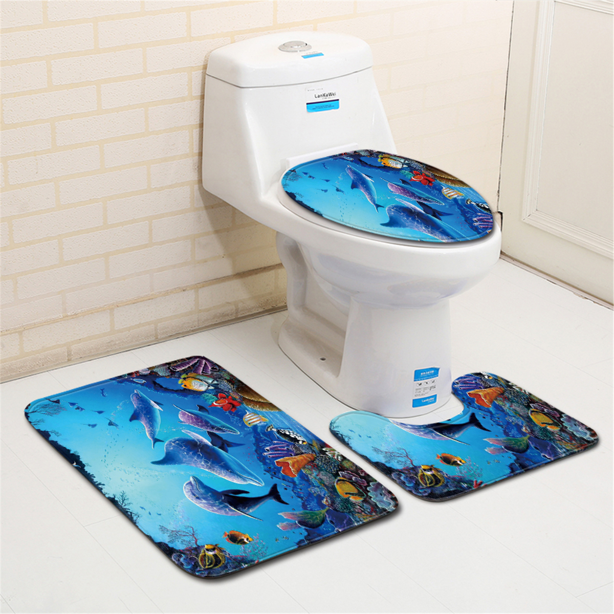 EuropeanMarineBlueWhaleStyleShowerCurtainNon-SlipMatsBathCarpetsToiletSeatCoverFloorMatBathroomDecor-1713587-9