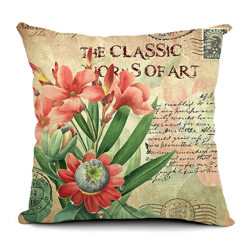 FlowersPatternQuotePillowCaseSparklyandColorfulCottonLinenVintageStyleCushionCover-1243226-6